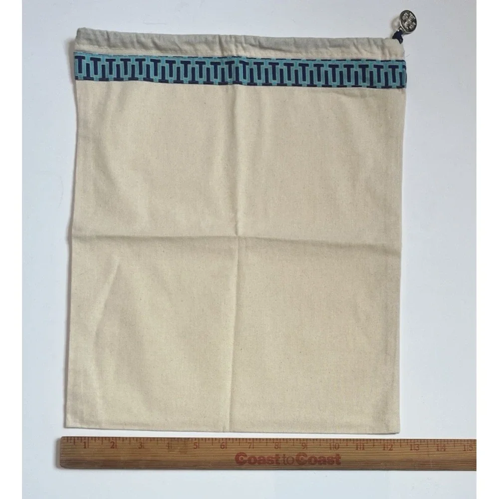 Tory Burch Logo Charm Drawstring‎ Canvas Muslin Dust Bag Shoe Belt 12